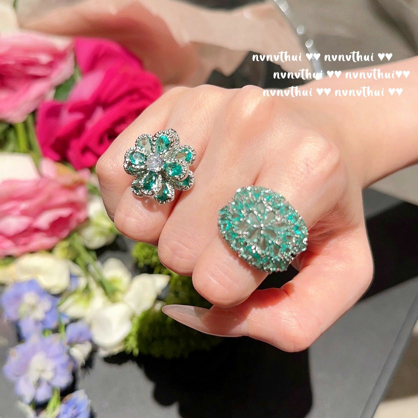 Nhẫn Mạ Vàng 18k Đính Đá zircon Hình Hoa Xinh Xắn