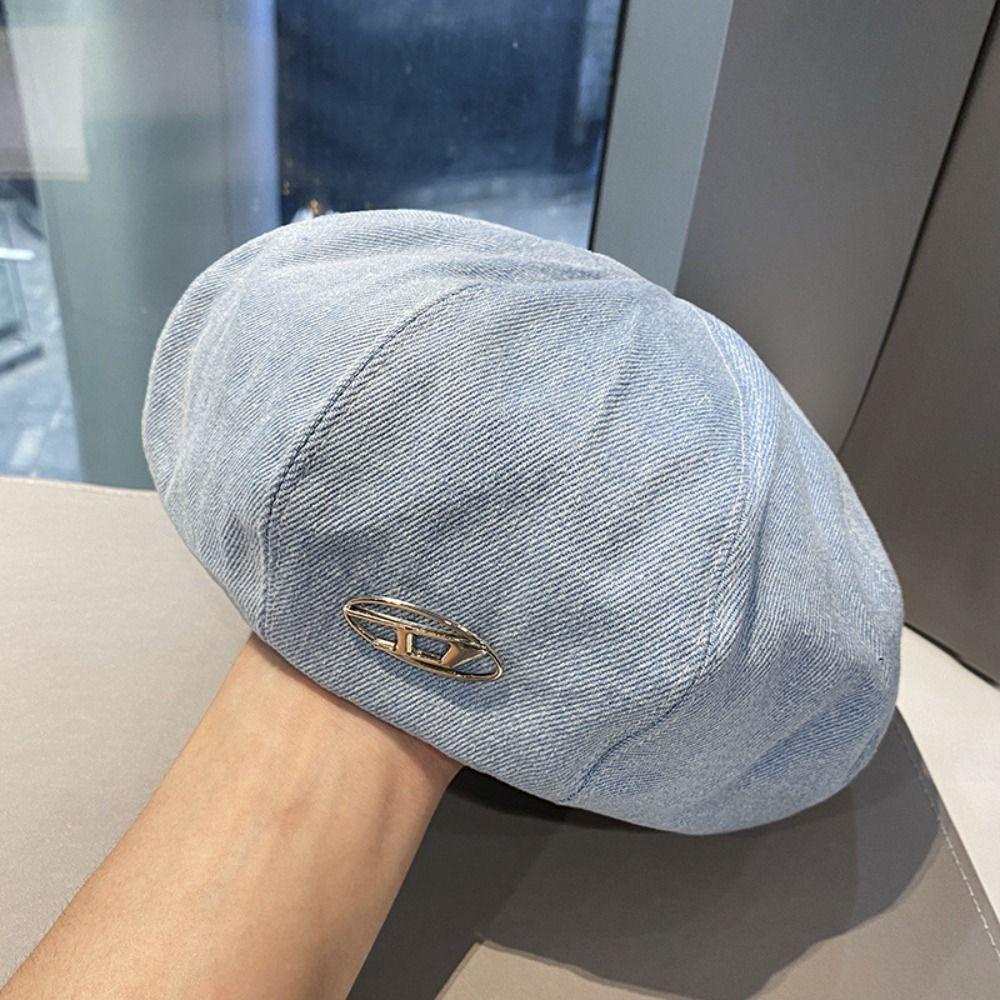 Lưng Nón beret denim In Chữ d 2Life Thời Trang harajuku Hàn Quốc