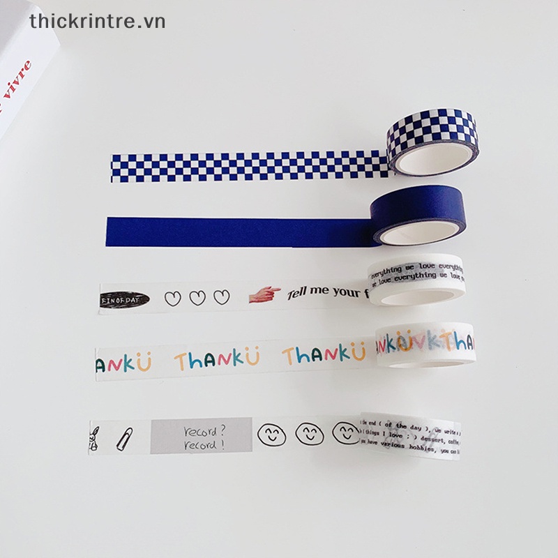 Thi 15mm * 5m phong cách vẽ tay tiếng anh washi tape masking tape kawaii trang trí băng dính sticker scrapbooking diary văn phòng phẩm vn