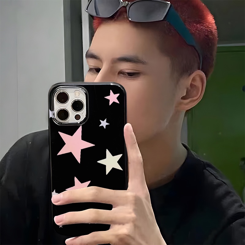 Ôp Điện Thoại Silicon Dẻo Họa Tiết Ngôi Sao Màu Hồng Tươi Sáng Cho iphone 14 13 12 11 pro xs max x xr 7 + 8 plus Ốp
