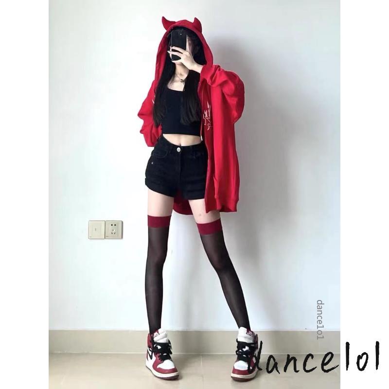 Dance1o1-nữ dài tay có mũ trùm đầu cánh in zip-up hoodie thời trang dạo phố có túi