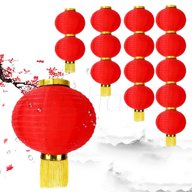 [sản Phẩm mới] đèn lồng đỏ phong cách trung quốc truyền thống / đồ dùng cho năm mới / đèn chúc may mắn có tua / trang trí lễ hội mùa xuân / đèn lồng giấy treo bằng vải không thấm nước