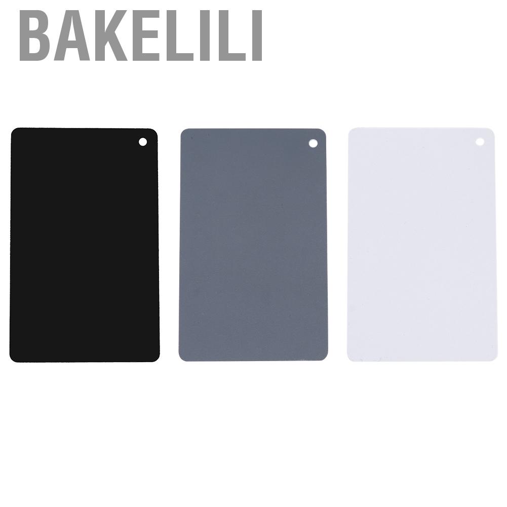 Bakelili 3in1 8.5x5.5cm 18% Digital Photography Exposure Color Gray/White/Black Balance Card Set with Strap For DSLR  White