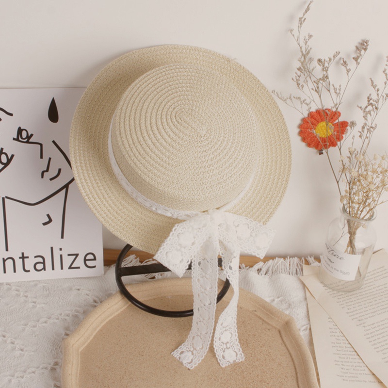 Mũ Cói Chống Nắng Thắt Nơ Phối Ren Thời Trang Mùa Hè Cho Bé Gái Se7en