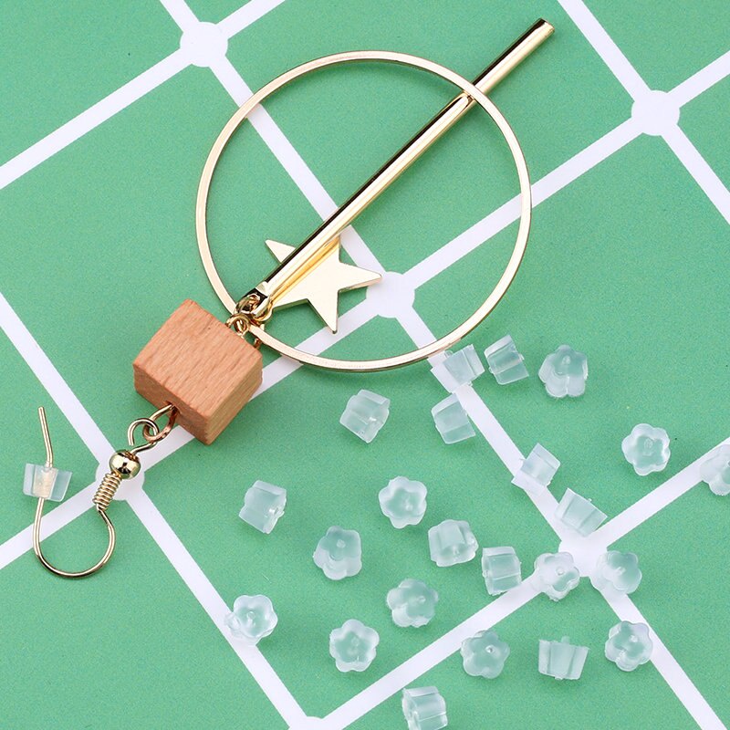 Set 100 Nút Bịt Tai Hình Bông Hoa 3x5mm Bằng Silicon Tiện Dụng diy
