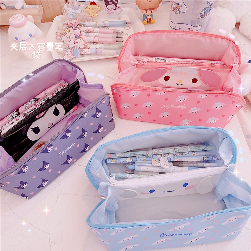SANRIO Túi Đựng Bút / Đồ Trang Điểm Du Lịch Họa Tiết Thỏ Cinnamoroll Dễ Thương
