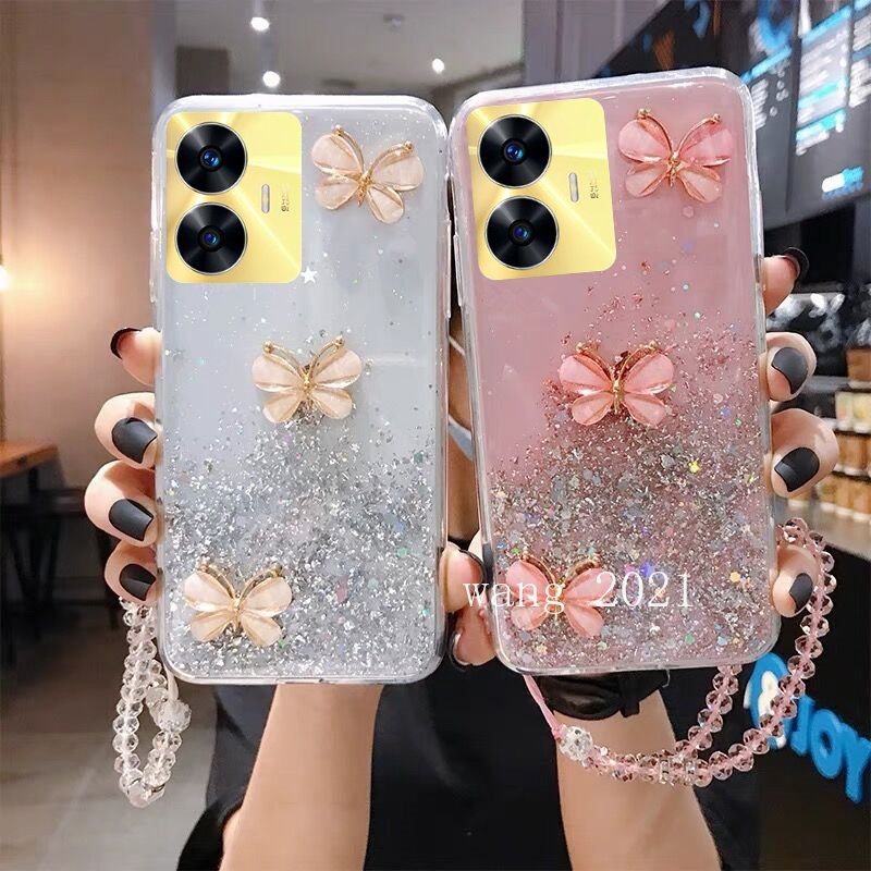 Ốp Điện Thoại Mềm Trang Trí Hình Bướm Lấp Lánh Cho Realme 10T 5G / Realme C55 NFC Realme C33 RealmeC55 2023