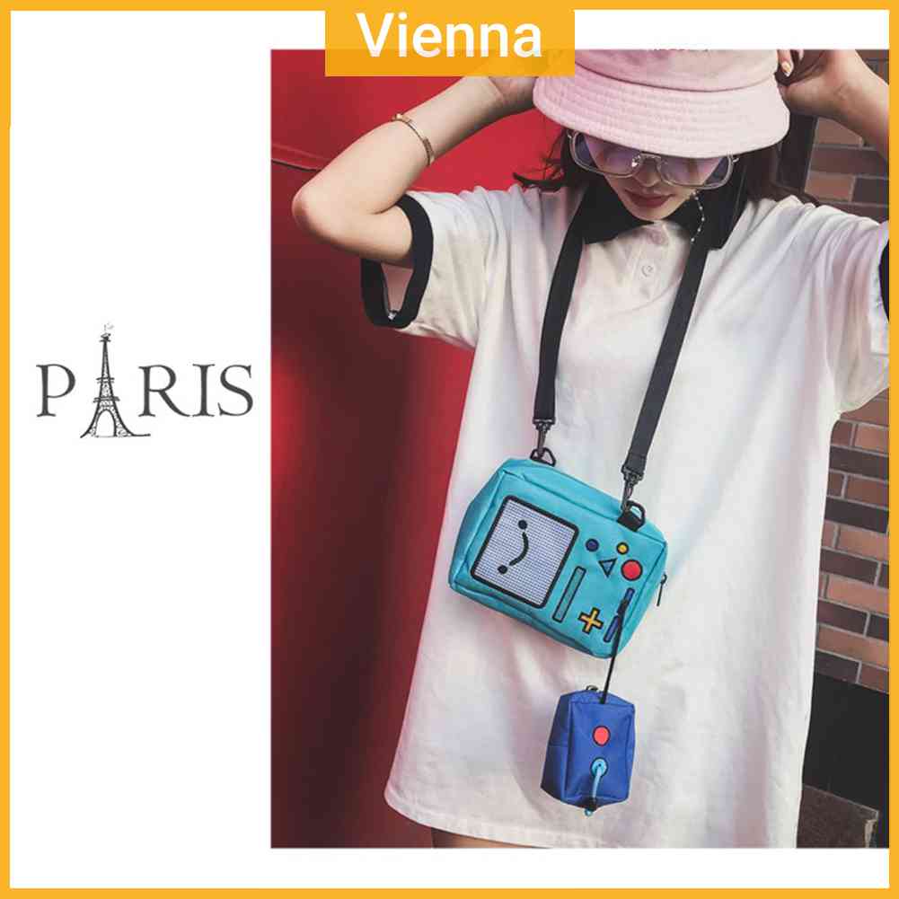 Túi Đeo Chéo Vải Bố Mini In Hình Robot Thời Trang Cho Nữ