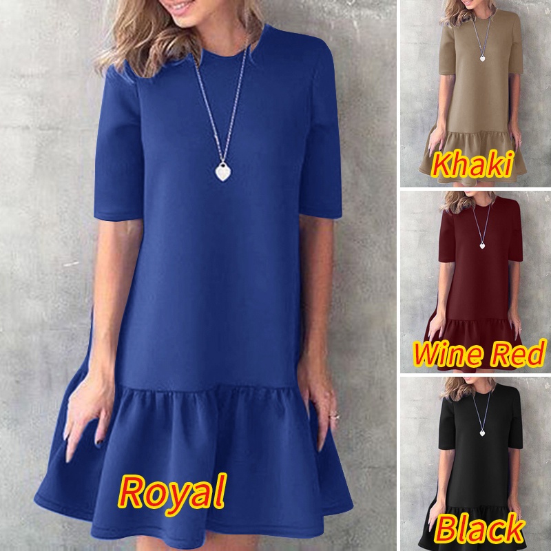 Zanzea Đầm Búp Bê Ngắn Tay Phối Bèo Thời Trang Hàn Quốc Cho Nữ