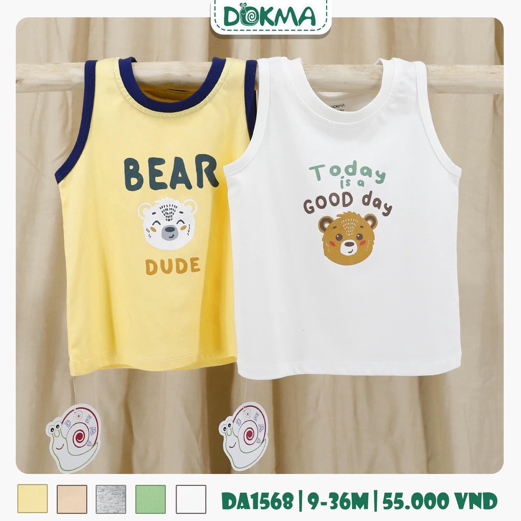 Áo ba lỗ bé trai cao cáp cotton DOKMA size 9m-36m