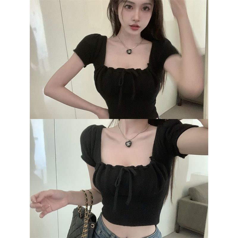 Áo SUXI tay ngắn dáng ôm thời trang mùa hè xinh xắn cho nữ