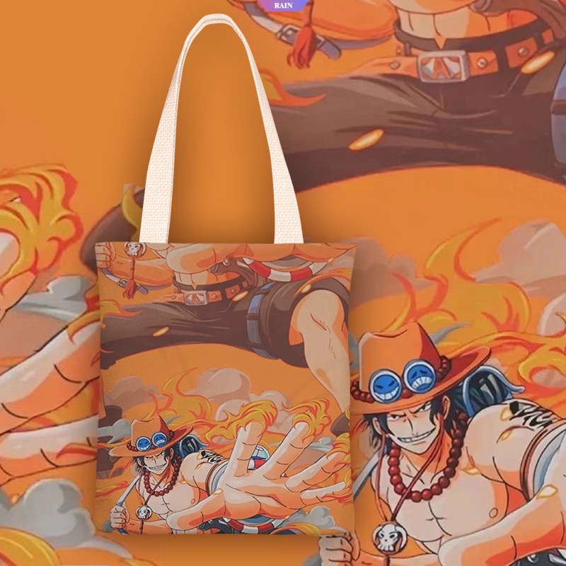 Túi Đeo Vai Vải Canvas Cỡ Lớn In Hoạt Hình ONE PIECE Dễ Thương Cho Nữ