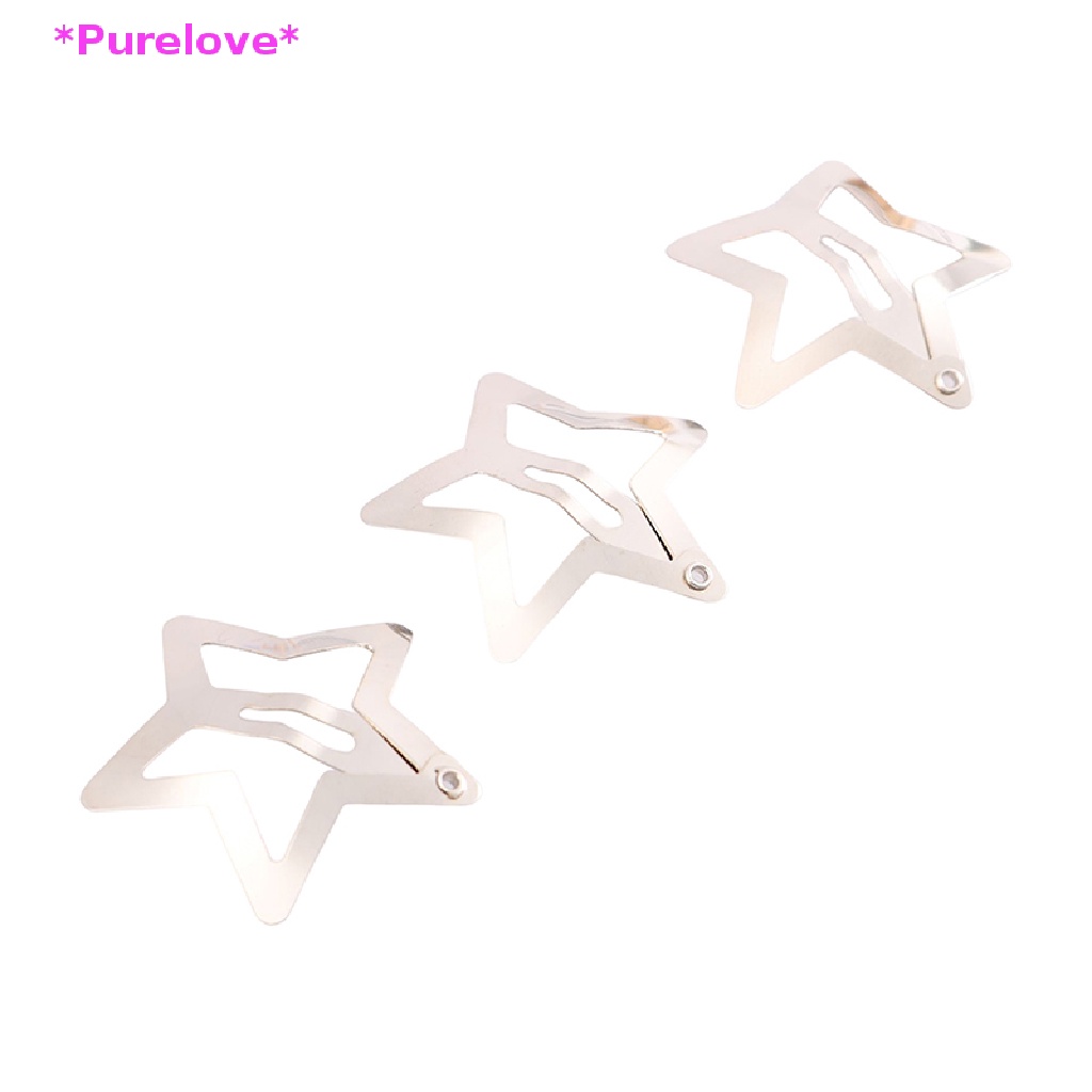 Set 4 Kẹp Tóc BB Hình Ngôi Sao Màu Bạc Đơn Giản Cho Nữ Mới