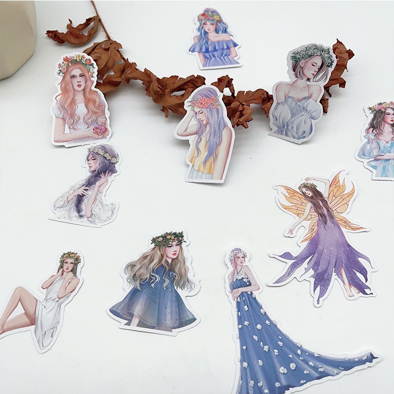 Set 50 Sticker Dán Trang Trí Sổ Tay Hình Cô Gái Anime