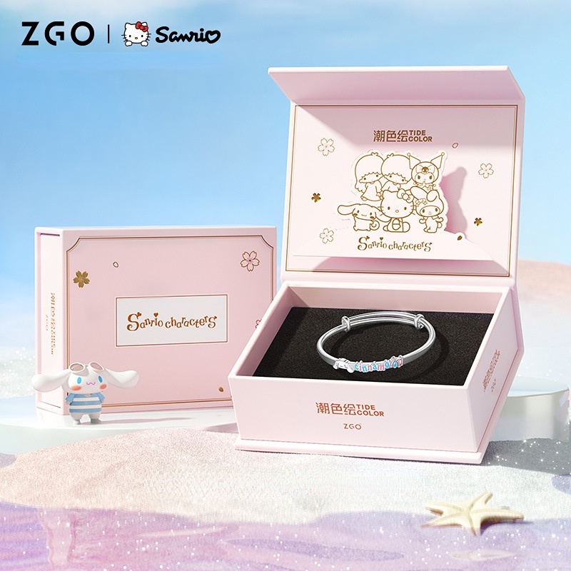 Sanrio Vòng Tay Hợp Kim Hình Cinnamoroll Có Thể Điều Chỉnh Kèm Hộp Quà Sinh Nhật