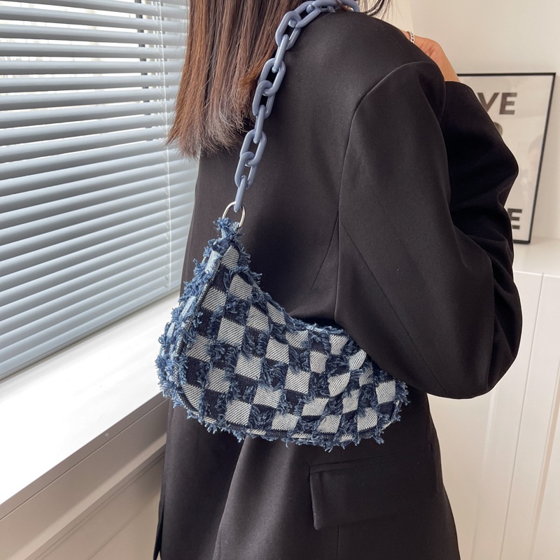 MISCHA Túi Xách Denim Dây Đeo Bản Rộng Thời Trang Cho Nữ