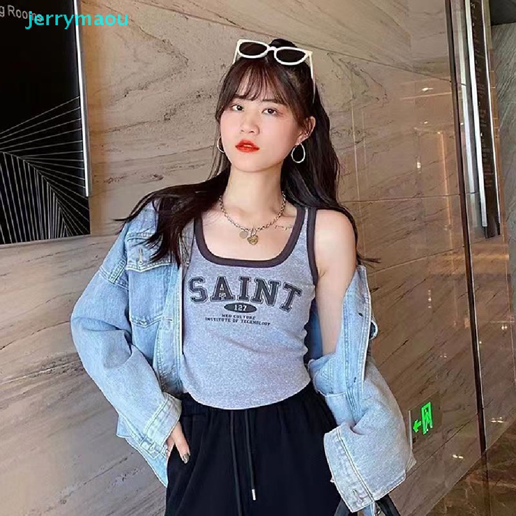 Áo Thun Thể Thao Không Tay In Chữ Ngọt Ngào Thời Trang Mùa Hè Hàn Quốc Cho Nữ