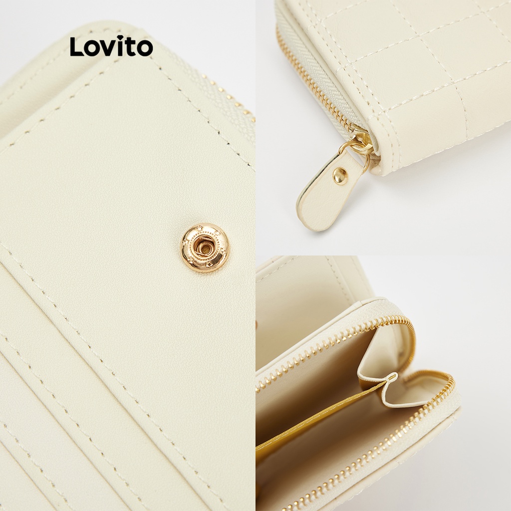 Ví giữ thẻ LOVITO có khóa kéo màu trơn thanh lịch dành cho nữ L48BA043 (trắng/ hồng/ xanh lá/ đen)