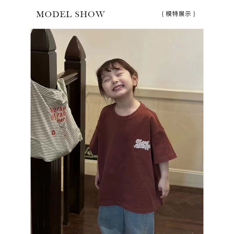 Áo Thun Tay Ngắn Dáng Rộng Phong Cách Hàn Quốc Thời Trang Xuân Hè 2023 Dành Cho Bé Gái