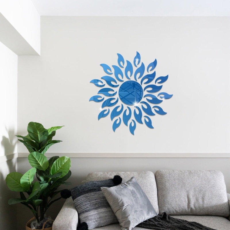 Gương Dán Tường Trang Trí Hình Hoa Hướng Dương 3D Bằng Acrylic Tự Dính Tháo Được