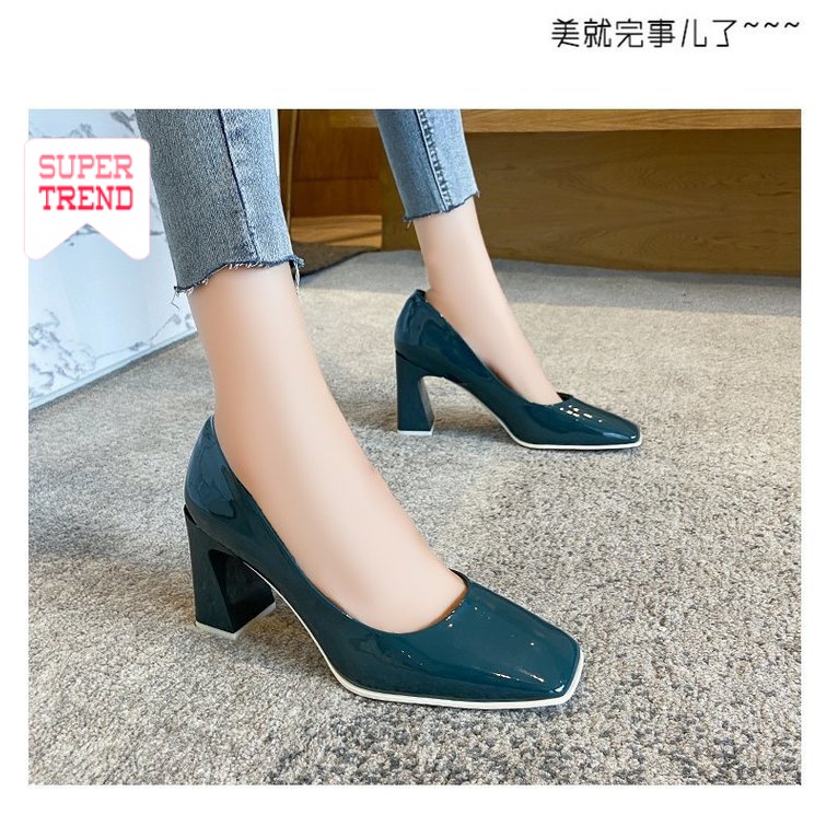 Giày mũi vuông gót cao 8cm hợp thời trang cho nữ