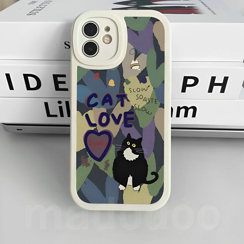 Couple Casing Samsung Galaxy S23 S22 Ultra 5G S21 Plus S20 FE A54 A34 A24 A04 A14 A20S A71 A73 A53 A52 A52S A03S A02S A10S A12 M12 A50 A50S A30S S22+ S20+ Cute Cartoon Cat Love Graffiti Fine Hole Anti-fall Soft Phone Case Cover XPN 47