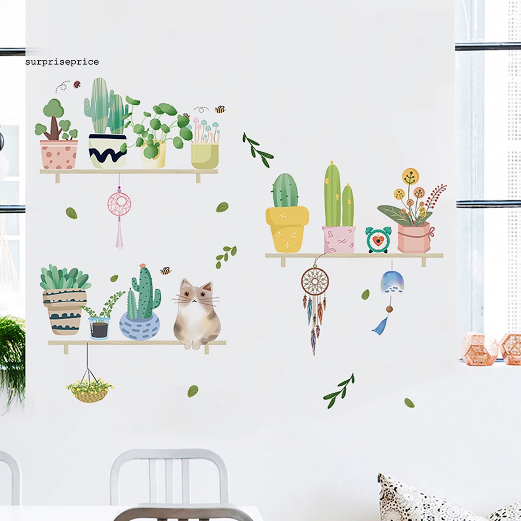 Set 2 Sticker Dán Tường Họa Tiết Mèo Và Cây Dễ Thương Bắt Mắt