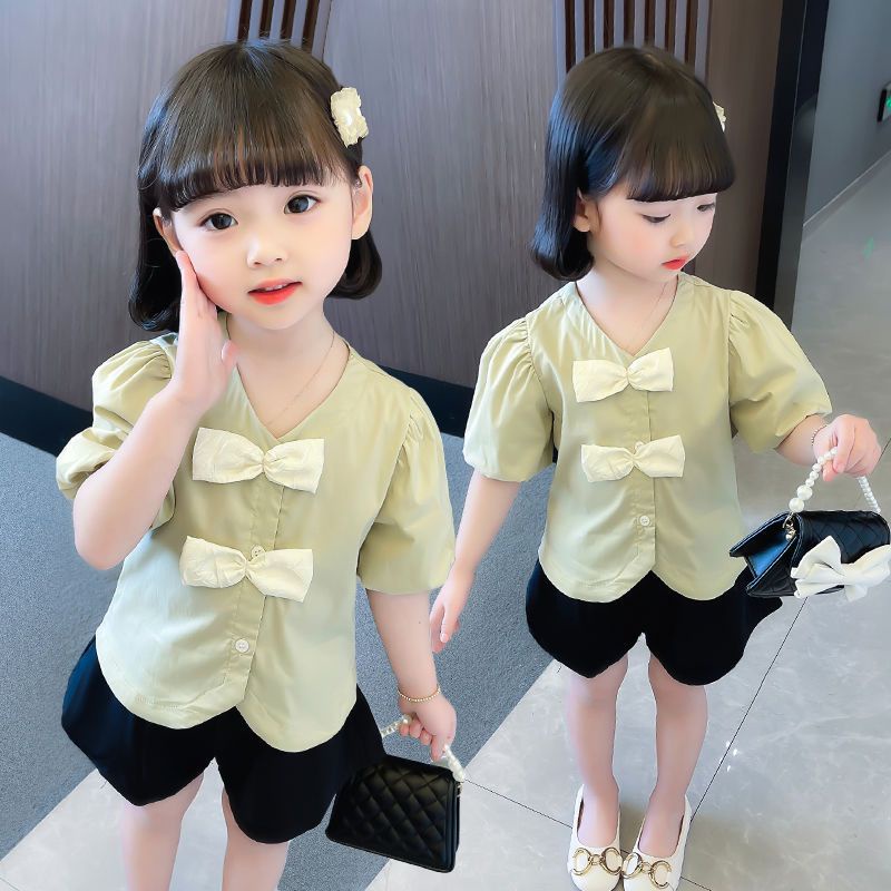 Set Đồ Mùa Hè 2 Món Gồm Áo Tay Cộc + Quần Ngắn Hợp Thời Trang Cho Bé Gái Từ 2 Đến 3-4 - 5-6 - 7-8 Tuổi