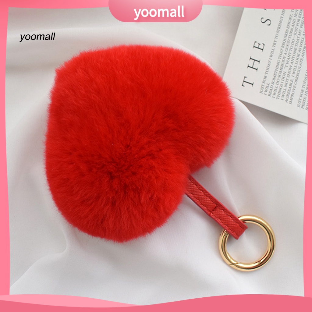 Móc Khóa Lông Thỏ Siêu Mềm Màu Trơn Dễ Thương Dành Cho Nữ