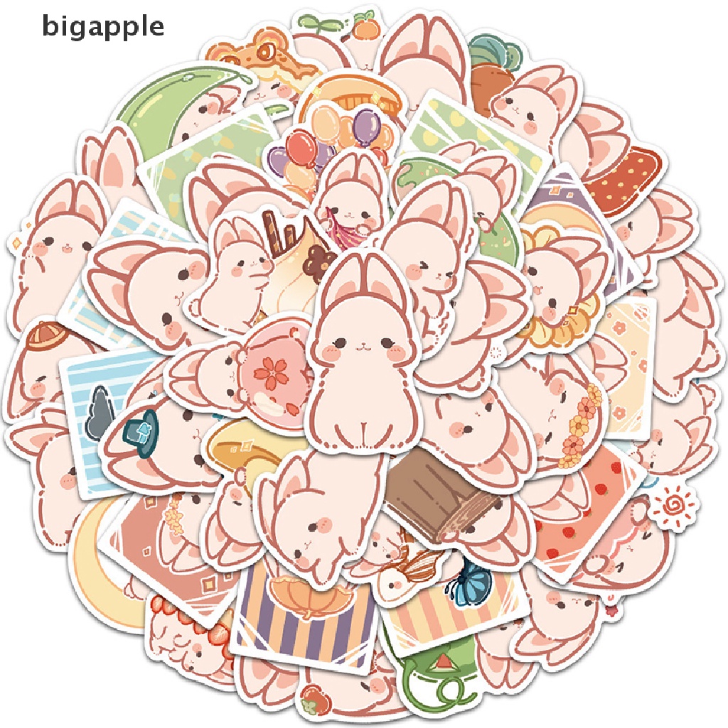 Set 50 Miếng Dán Hình Thỏ Dễ Thương Phong Cách Nhật Bản Dùng Để Trang Trí Đa Năng Tiện Dụng