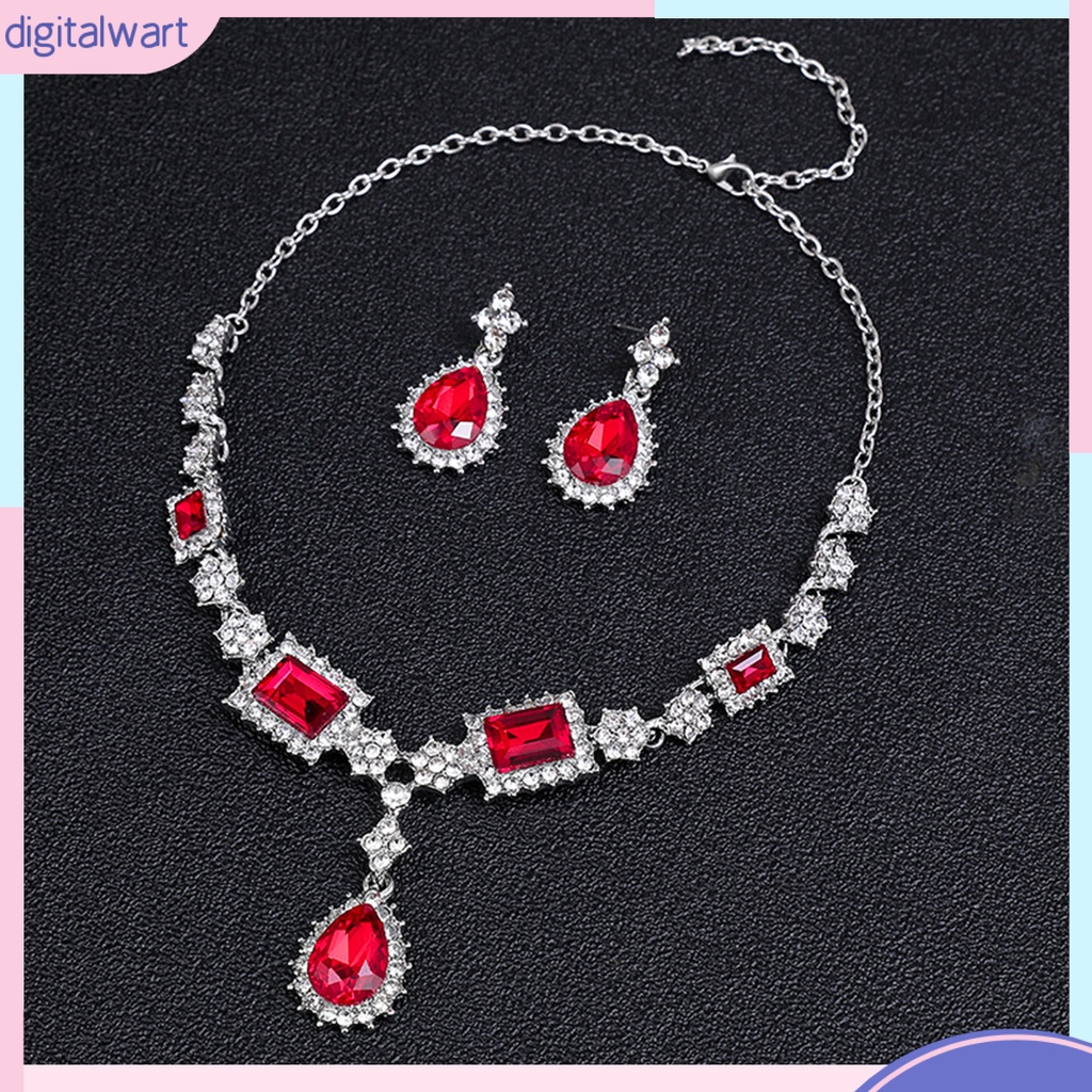 Set 2 Vòng cổ Và Bông Tai Đính Đá Sang Trọng Cho Nữ