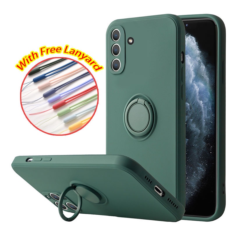 Ốp Điện Thoại Silicone Màu Trơn Tích Hợp Nhẫn Giữ Và Đế Hít Nam Châm Dành Cho Samsung A34 A54 A14 5G
