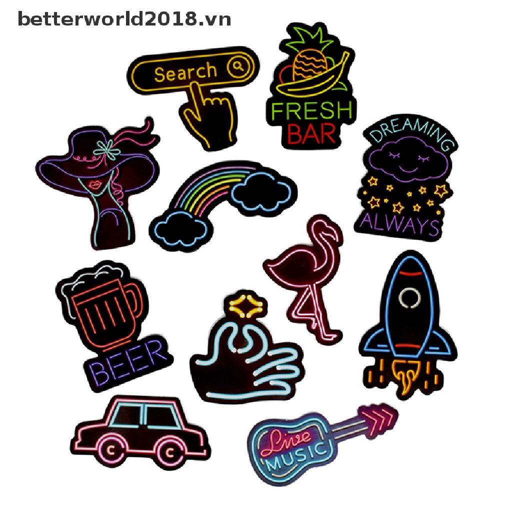 Bộ 50 Đèn neon Hình Dễ Thương Dùng Trang Trí Vali / laptop / guitar