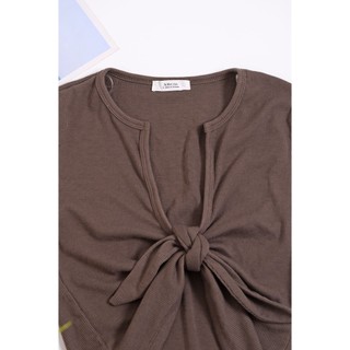 Áo croptop thun gân ACTIVE USA cột nơ trước