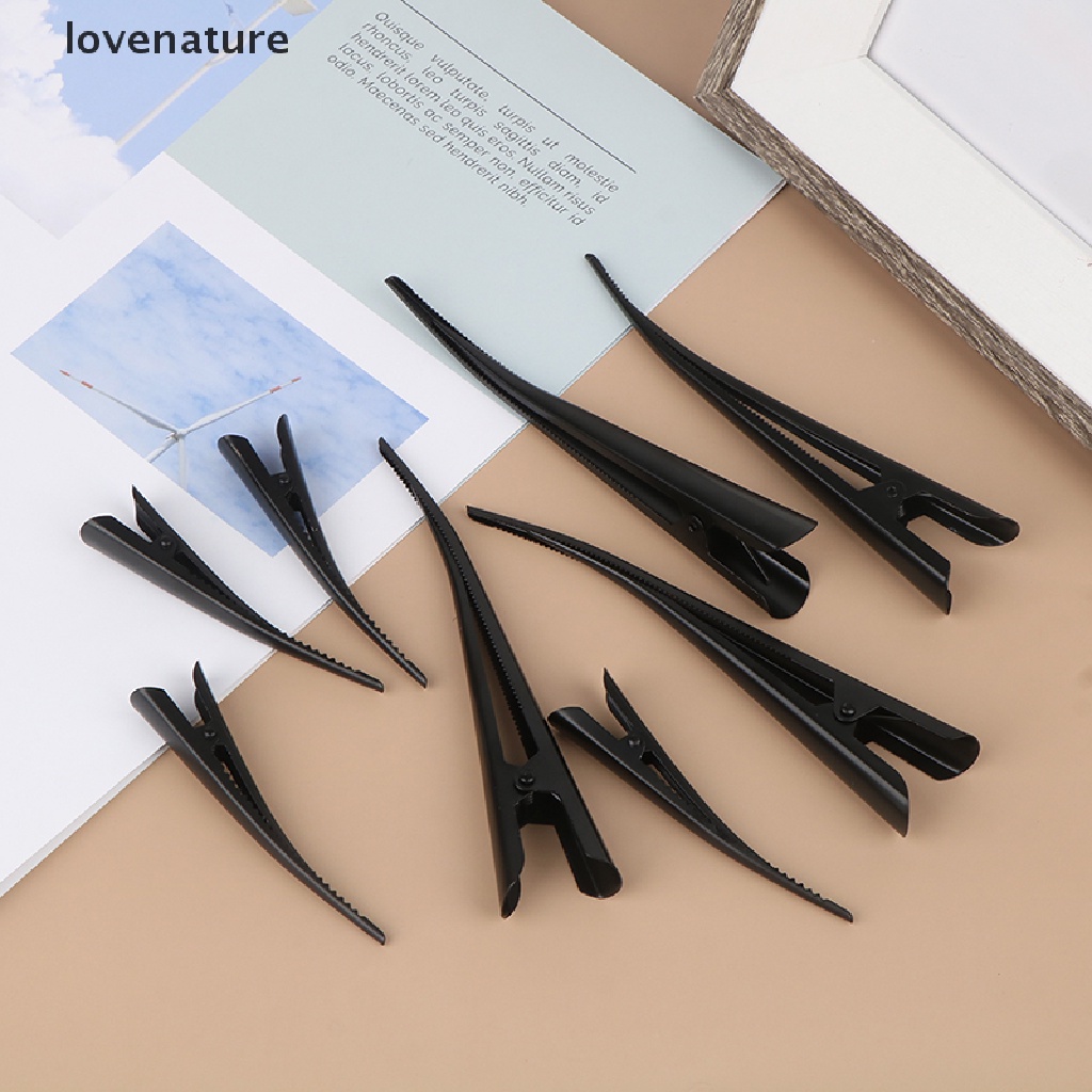 Set 4 Kẹp Tóc Mỏ Vịt / Hoa / Nơ Bằng Kim Loại Dài 12.5cm Màu Đen Chuyên Dụng Cho Salon