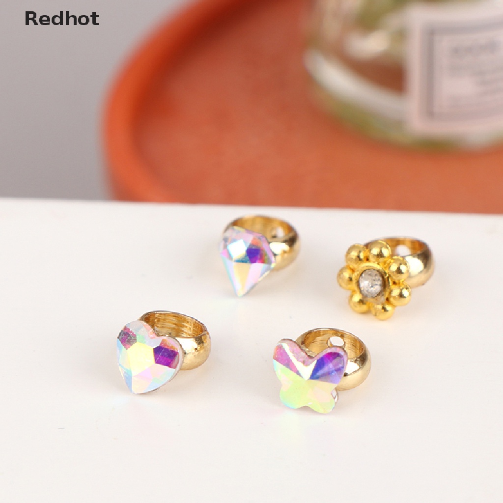 &lt; Redhot &gt; Nhẫn Kim Cương Hình Hoa Hướng Dương / Bướm / Trái Tim Mini Trang Trí Nhà Búp Bê Thu Nhỏ 1: 6