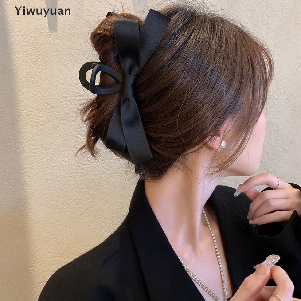 < Yiwuyuan > Kẹp Tóc Cá Mập Đen Cỡ Lớn Bằng Nhung Phong Cách retro Hàn Quốc Ngọt Ngào Dành Cho Bạn Gái