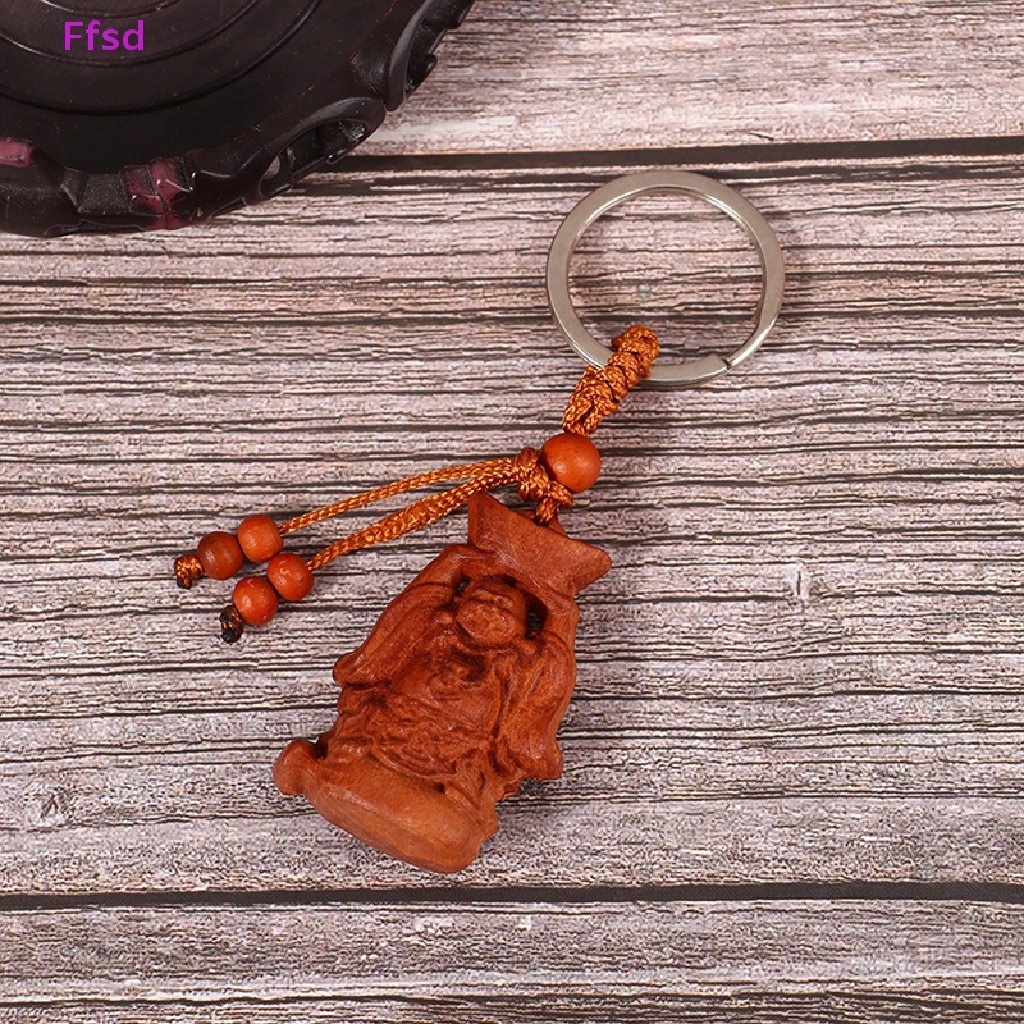 {Ffsd} Mahogany Móc Chìa Khóa Chạm Khắc Ba Chiều Giống Thật Làm Quà Tặng Trang Sức May Mắn Cho Xe Hơi