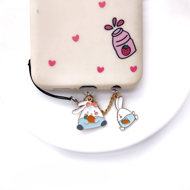 Nút Cắm Chống Bụi Cho Cổng Sạc Điện Thoại Di Động diy Hình Thỏ Hoạt Hình Dễ Thương