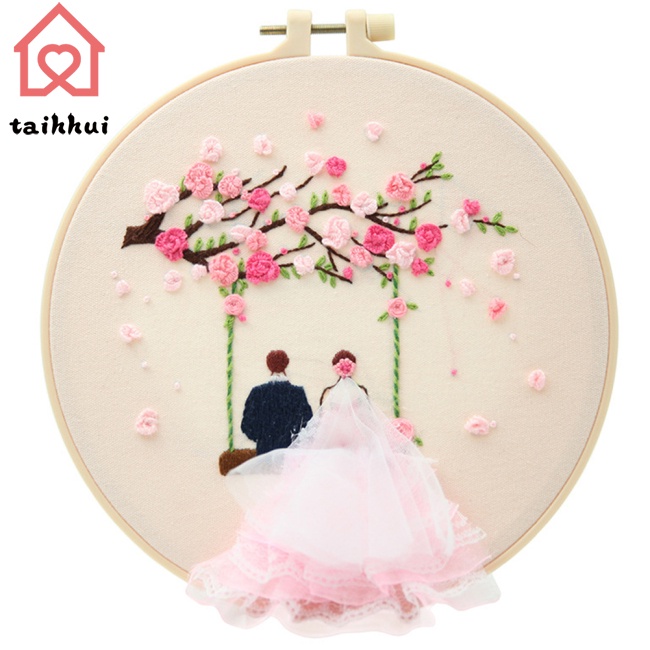 Bộ Tranh Thêu Chữ Thập Hình Cô Dâu Chú Rể Diy