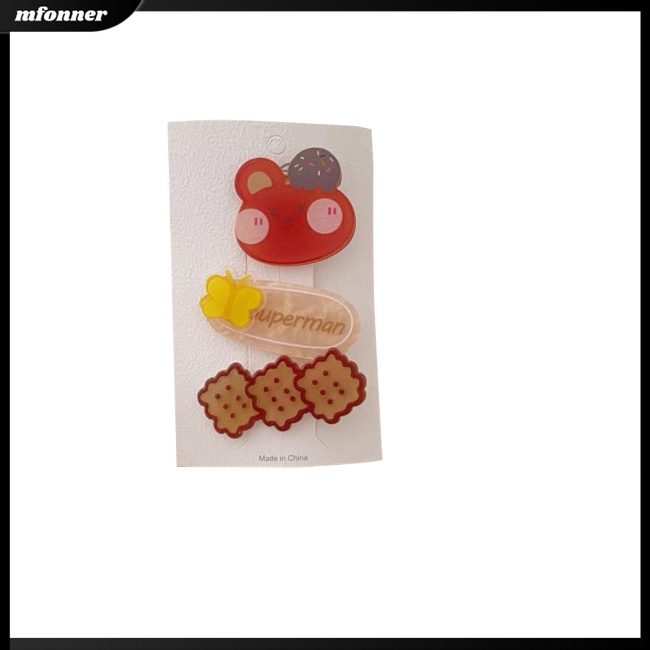 Set 3 Kẹp Tóc Nhựa Hoạt Hình Xinh Xắn Cho Bé Gái
