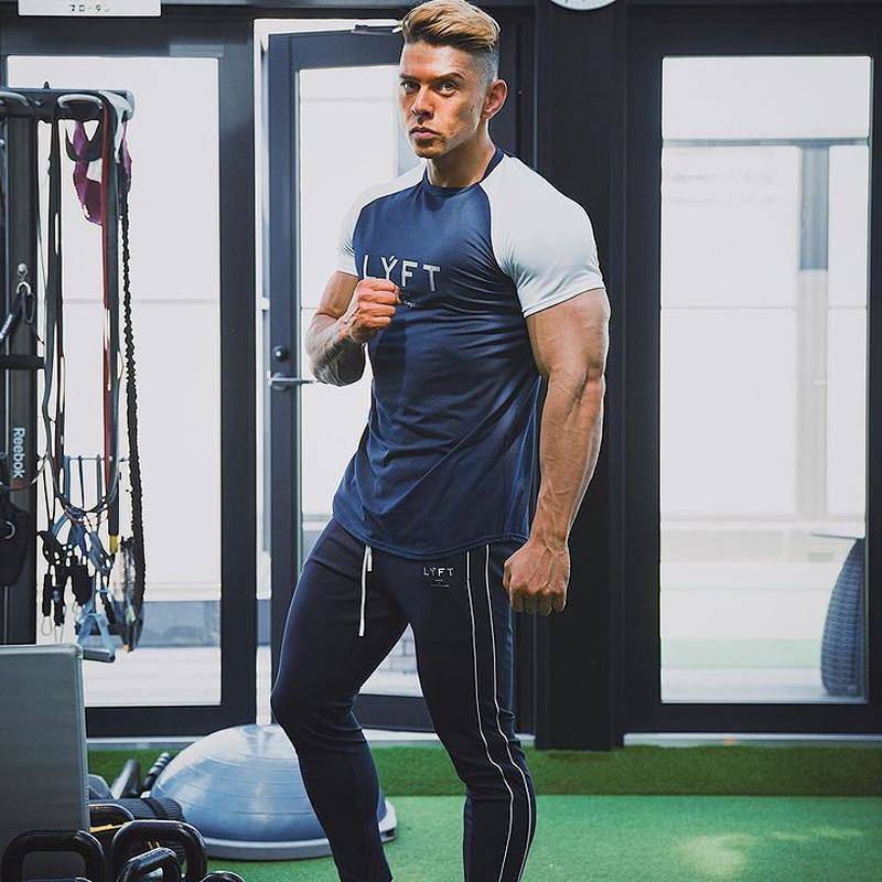 2023 New Men's T-shirt Summer Men's Short Sleeve Men's Sports Fitness Moisture Wicking Breathable Quick-Drying Running Top Ox31