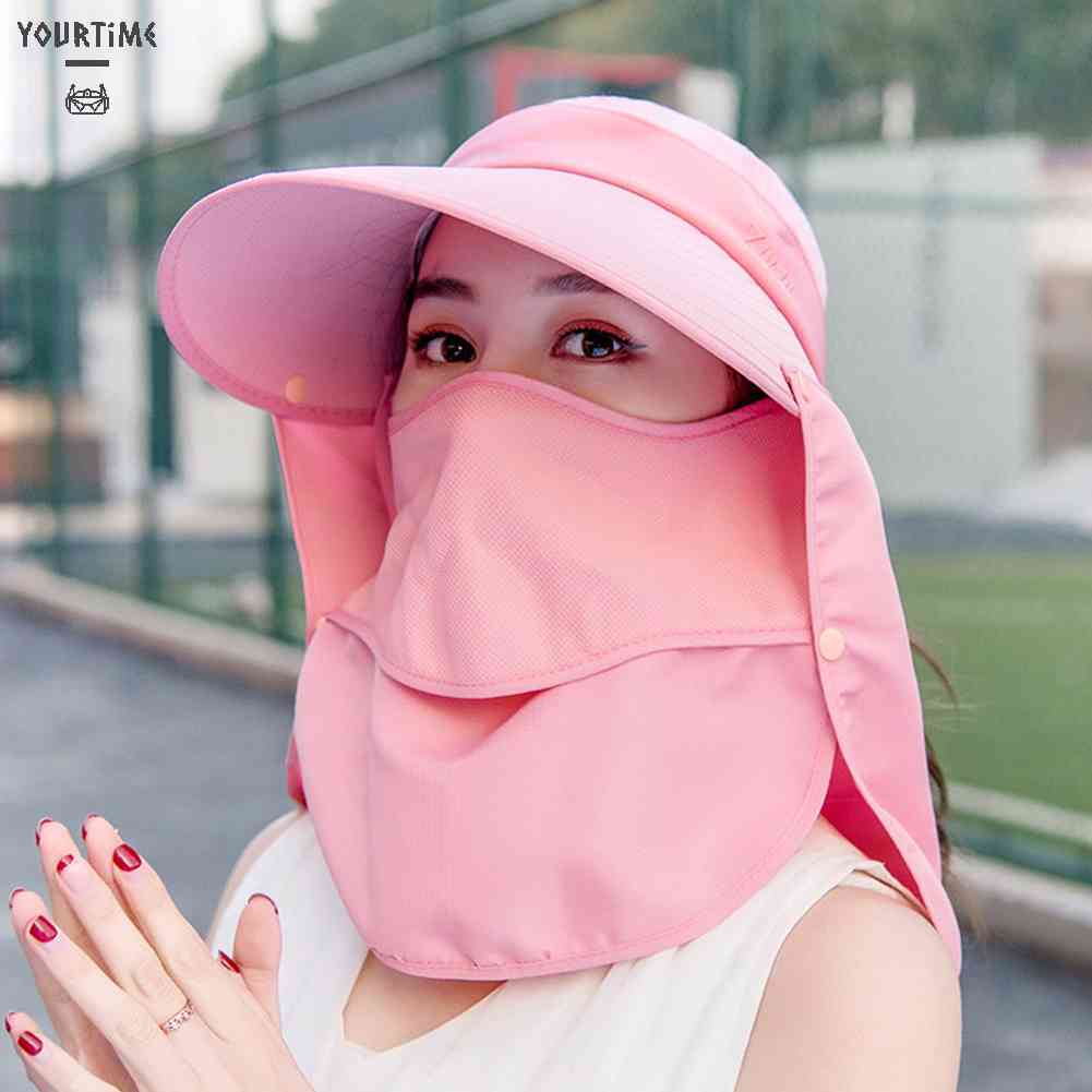 Mũ Rộng Vành Kèm Khẩu Trang Chống Tia UV Cao Cấp Thời Trang Mùa Hè Dành Cho Nữ