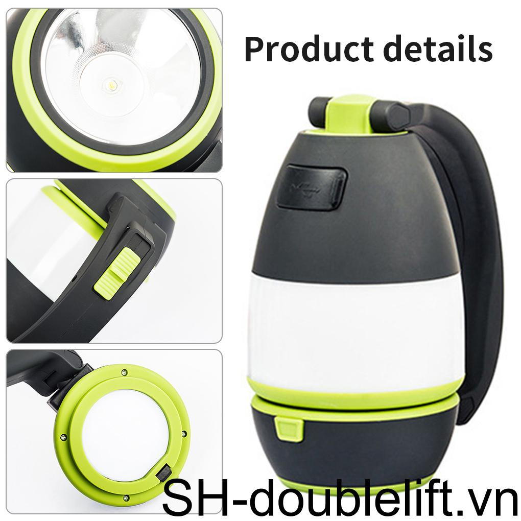 Đèn LED Cầm Tay Bằng Nhựa Chống Nước Dùng Cắm Trại Có Thể Sạc Lại