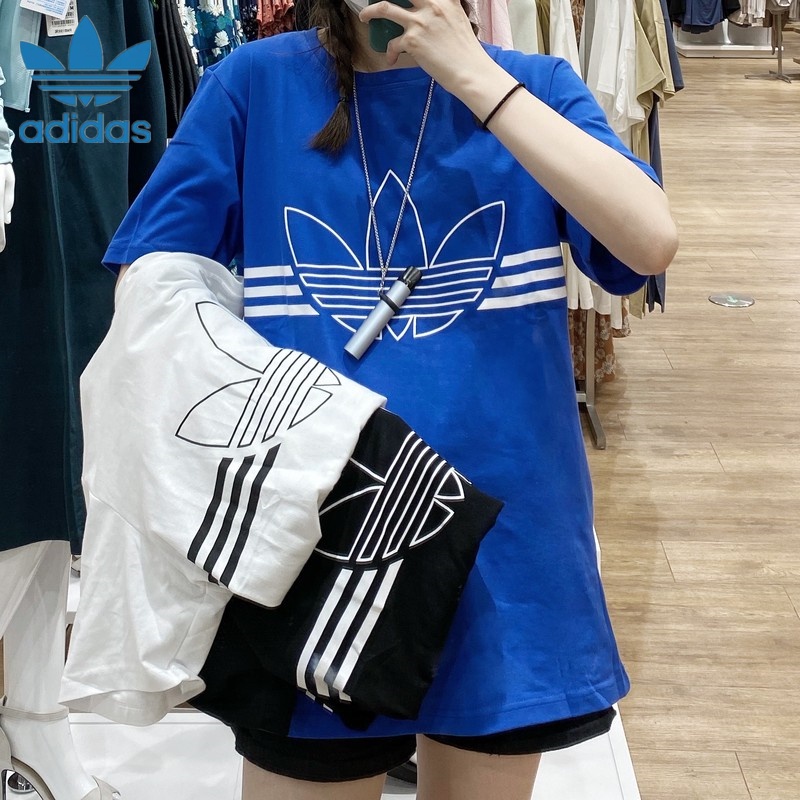 Áo Thun Tay Ngắn Cổ Tròn Chất Liệu 100% Cotton In Logo Adidas Thời Trang Cho Cặp Đôi