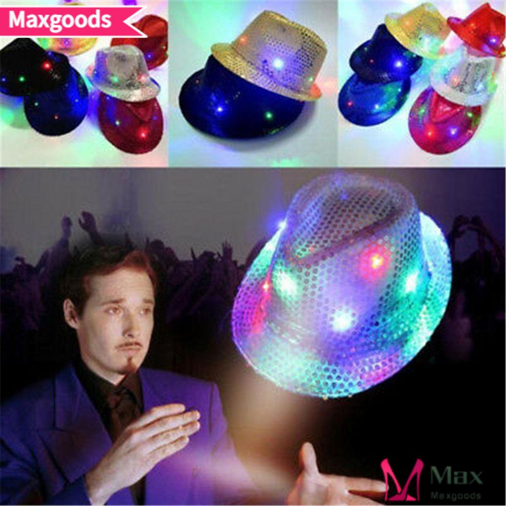Mũ Fedora Đính Đèn Led Phát Sáng Dành Cho Biểu Diễn Nhảy Nhạc Jazz