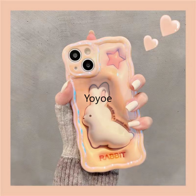 Ốp Điện Thoại Silicon Mềm Trong Suốt Họa Tiết Hoa / Thỏ 3D Chống Sốc Cho iPhone 14 13 12 11 Pro Max X XS XR 7 8 Plus SE