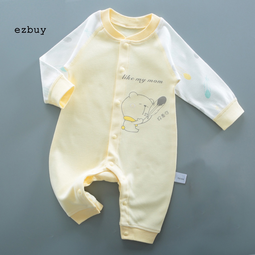 Áo Liền Quần Dài Tay Thoáng Khí Giữ Ấm In Họa Tiết Dễ Thương Cho Bé