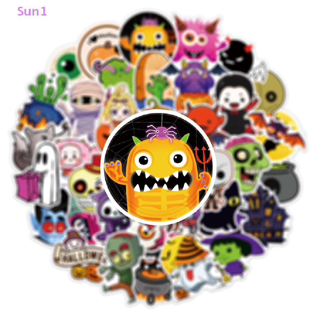 Set 50 Sticker Họa Tiết Halloween Ngộ Nghĩnh Dùng Để Trang Trí Thủ Công