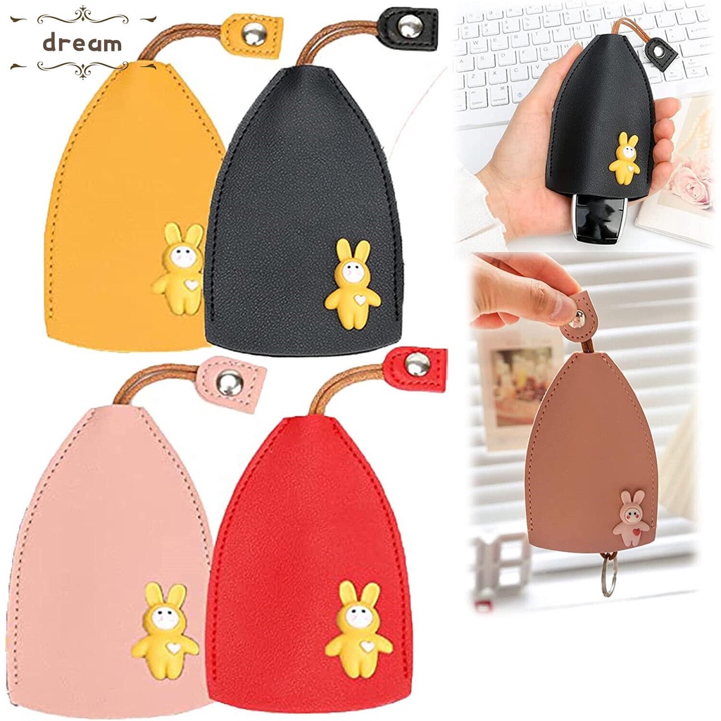 【DREAMLIFE】4 PCS PU Leather Creative Pull Out Cute Large Capacity Car/Key Case/Car Keychain